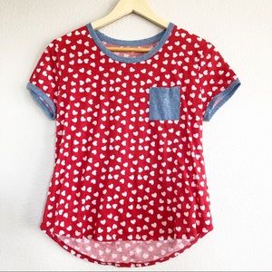 Red White & Blue Hearts Top Sz Small